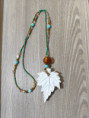 Collier diffuseur en plâtre en forme de feuille, qui peut être accroché, chaine à perles